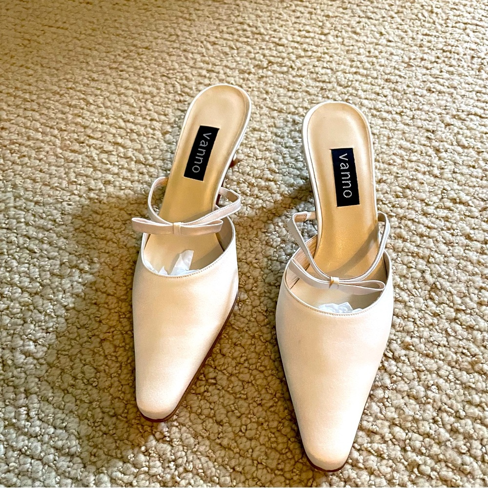 Never worn! 2” heel.  Could be dyed but the cream color is very pretty.